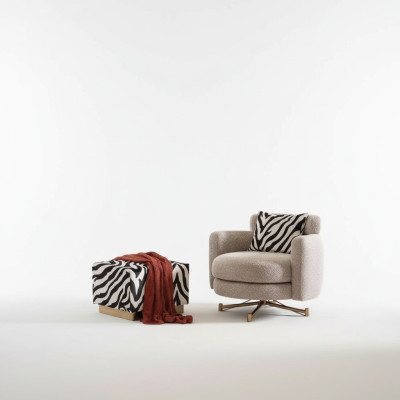 Sessel mit Hocker Ohrensessel Fernsehsessel Polstersessel Grau Zerba