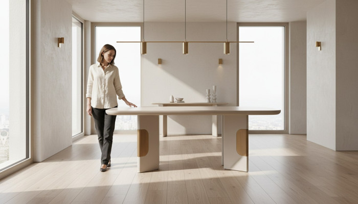 Modern Esstisch Tisch Esszimmertisch Holz Essecke Beige Esszimmer Design