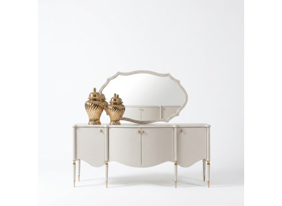Gruppe Sideboard mit Spiegel Anrichte Schrank Holz Beige Kommode Set