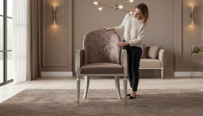 Sessel Ohrensessel Design Cocktailsessel Sitzer Beige Stoff Polster