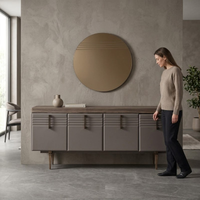 Sideboard Anrichte Grau Schrank Spiegel Kommode Holz Garnitur Kommode
