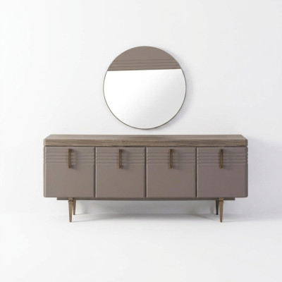 Sideboard Anrichte Grau Schrank Spiegel Kommode Holz Garnitur Kommode