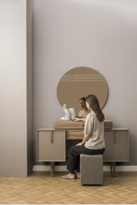 Schminktisch Konsolentisch Frisiertisch Holz Grau Spiegel Schlafzimmer