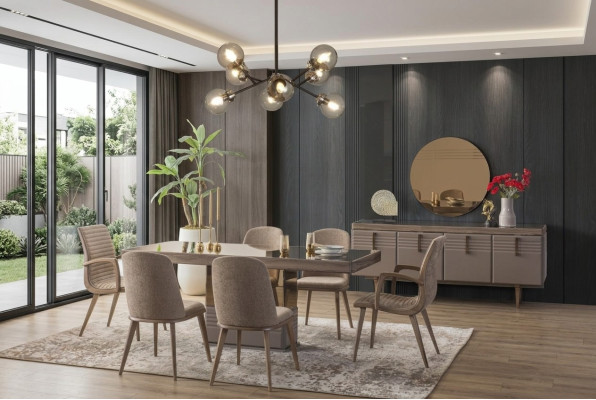 Luxus Essecke Esszimmer Esstisch Essgruppe Stühle Grau Holz Set 9tlg