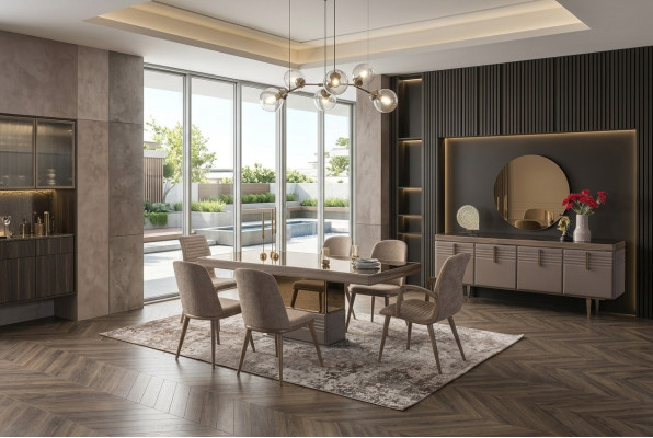 Esstisch Esszimmertisch Tisch Esszimmer Luxus Holz Beige 199 cm