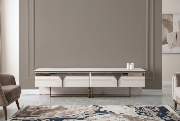 Sideboard RTV Lowboard TV Ständer Holzschrank Schrank Holz Weiß Design