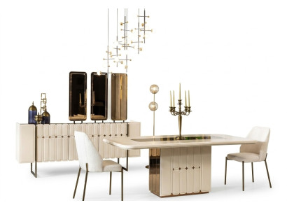 Weiße Edle Esszimmer Gruppe Designer Edelstahl Tisch Luxuriöse x6 Stühle