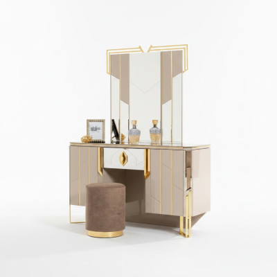Schminktisch Spiegel Frisiertisch Schminkkonsole Konsolentisch Beige