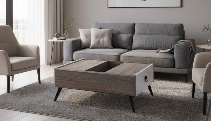 Couchtisch Sofatisch Holz Beistelltisch Kaffeetisch Grau Wohnzimmer