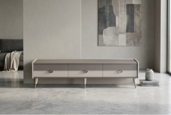 Graues Sideboard Designer Wohnzimmer TV-Ständer RTV Lowboard Möbel Neu