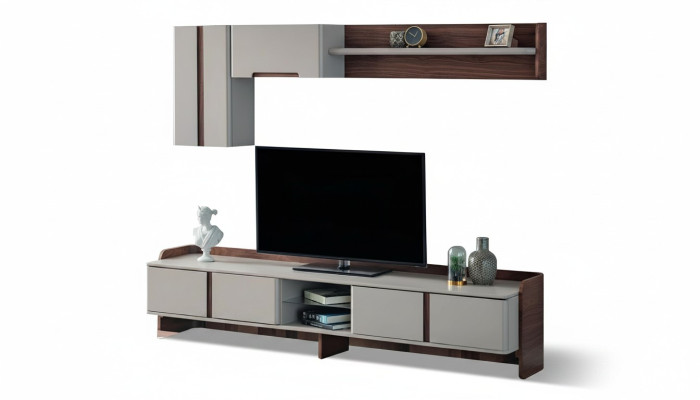 Weiße Wohnzimmer Wohnwand Luxuriöse Möbel RTV Lowboard Regale Sideboard