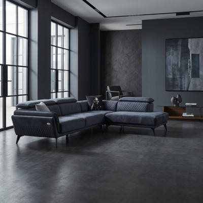 Robustes Graues Stoffsofa Designer L-Form Sofa Wohnzimmer Polster Couch