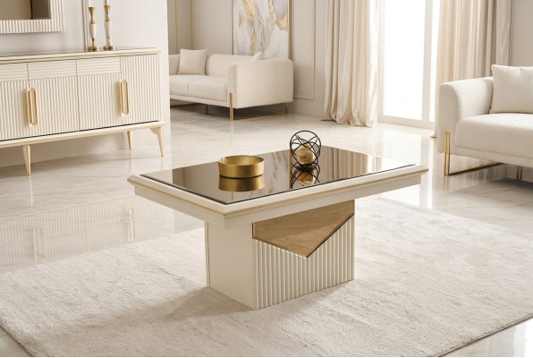 Luxus Couchtisch Kaffeetisch Sofatisch Beistelltisch Holz Beige Tisch