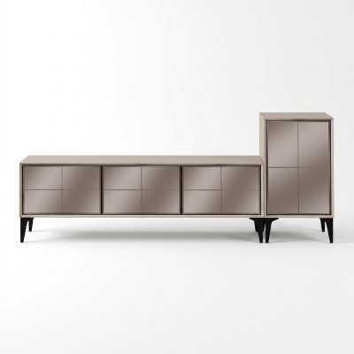 Sideboard TV Ständer RTV Lowboard Weiß Holz Tisch Möbel Wohnzimmer