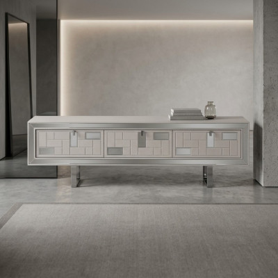 Sideboard TV Ständer RTV Lowboard Wohnwand Holz Weiß Möbel Wohnzimmer