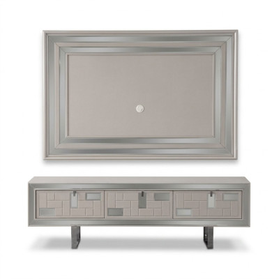 Wohnwand Sideboard TV Ständer Wandpanel Weiß RTV Lowboard Moderne