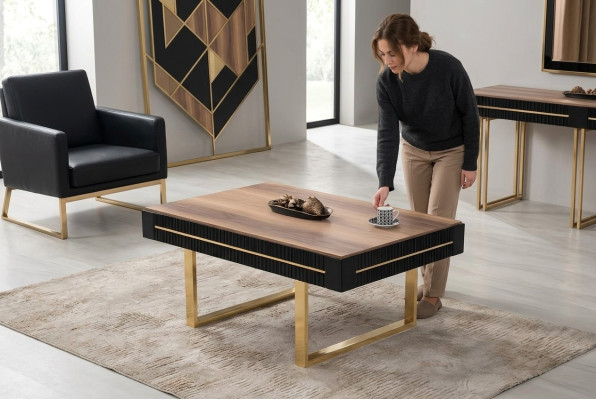 Couchtisch Kaffeetisch Sofatisch Beistelltisch Holz Braun Tisch Design