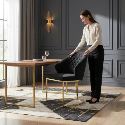 Sitzgarnitur Esszimmerstühle Esszimmer Polster Schwarz 6tlg Stühle