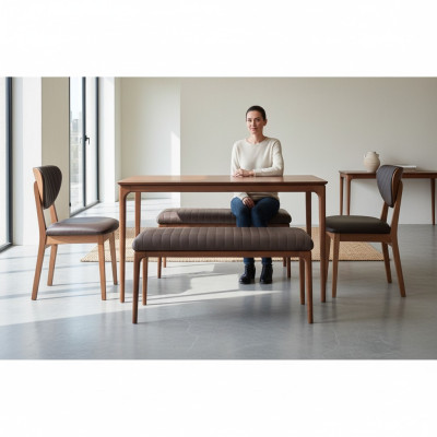Essecke Garnitur Essgruppe Holz Esszimmer Esstisch Stühle 3tlg Braun