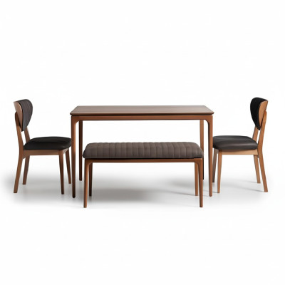 Essecke Garnitur Essgruppe Holz Esszimmer Esstisch Stühle 3tlg Braun