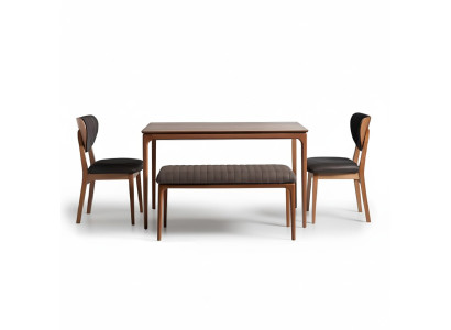 Essecke Garnitur Essgruppe Holz Esszimmer Esstisch Stühle 3tlg Braun