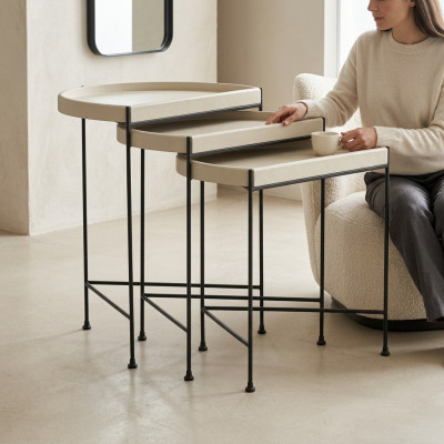 Komplette Beistelltische Kaffeetische Sofatische Beige Couchtische