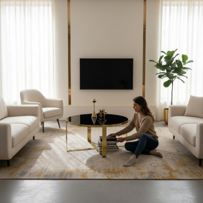 Couchtisch Kaffeetisch Moderne Sofatisch Beistelltisch Glas Gold Tisch