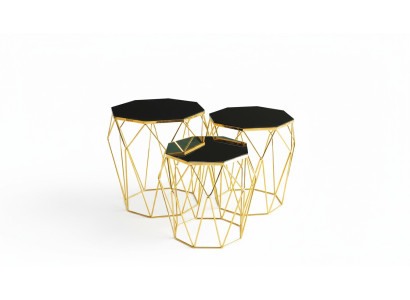 Beistelltische Komplette Kaffeetische Sofatische 3tlg Couchtische Gold