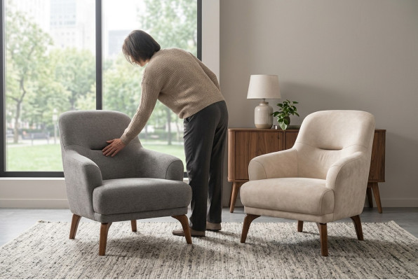 Stoffsessel Sessel Beige Polster Wohnzimmer Einsitzer Sitz Ohrensessel