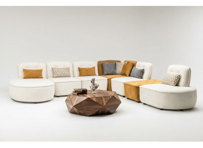 Sektionssofa Sofa Modulares Ecksofa L form Counch Beige Stoff Polster