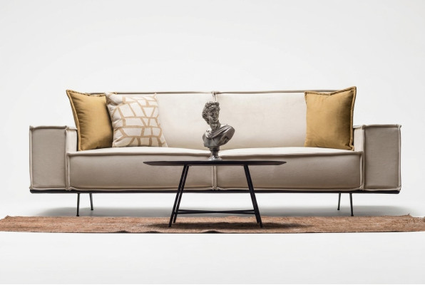Zweisitzer Sofa 2 Sitzer Stoffsofa Polstersofa Beige Couch Moderne