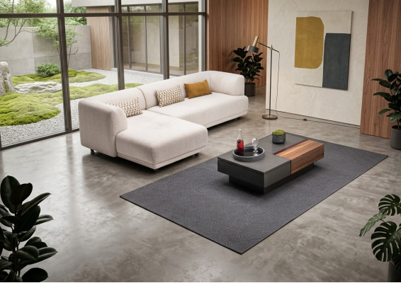 Eckgarnitur Ecksofa L form Stoffsofa Polstersofa Couch Sofa Beige