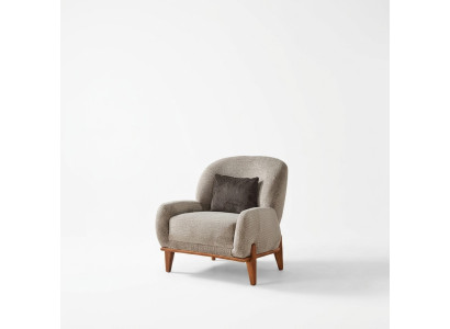 Sessel Ohrensessel Stoffsessel Grau Polster Sitz Wohnzimmer Einsitzer