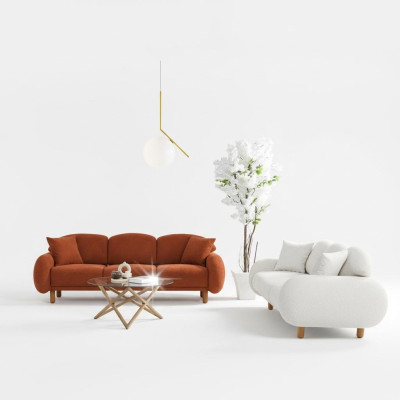 Moderne Polstersofa Garnitur Wohnzimmer Dreisitzer Weißer 3-Sitzer 2tlg