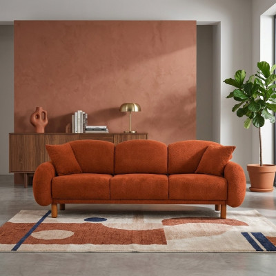 Polstersofa Orange Dreisitzer Sofa 3 Sitzer Stoffsofa Couch Moderne