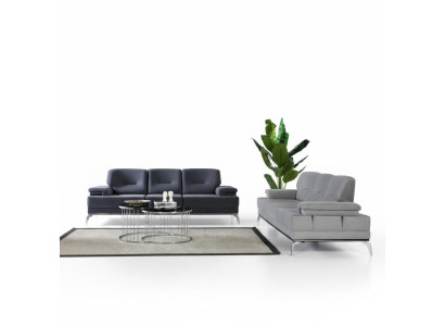 Schwarz/Graue Sofagarnitur Polstercouchen Designer Dreisitzer Couch Set