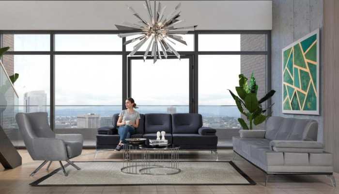Komplette Stoffsofa Garnitur Moderne Polstercouchen Dreisitzer Sessel