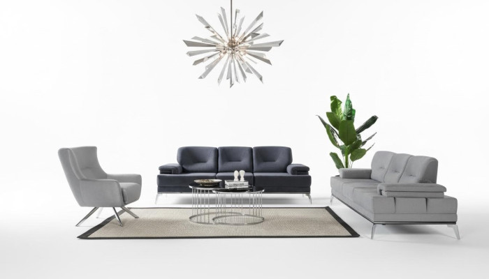 Komplette Stoffsofa Garnitur Moderne Polstercouchen Dreisitzer Sessel