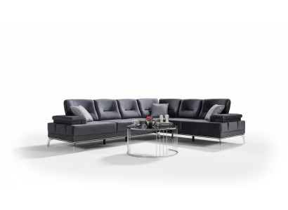 Graue Polstercouch Designer Edelstahl Ecksofa Moderne Wohnzimmer Möbel