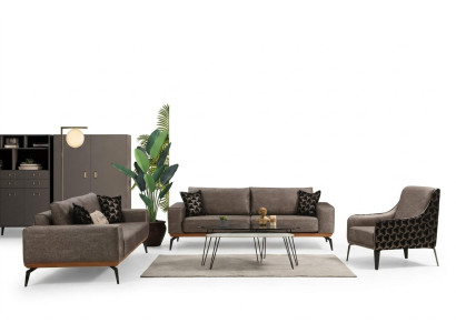 Komplette Wohnzimmer Couchgarnitur 2x 3-Sitzer Sofas Stoff Sessel 3tlg