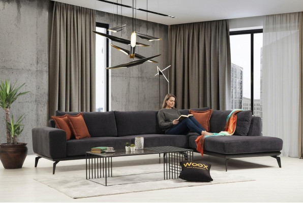 Exklusives Graues Polster Ecksofa Designer Eckgarnitur Moderne Couchen