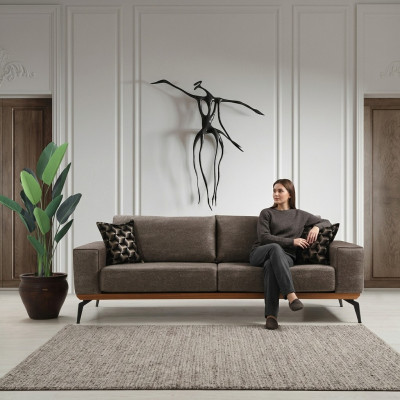 Couch Dreisitzer Stoffsofa Polstersofa Grau Sofa Modern Stoff 3 Sitzer