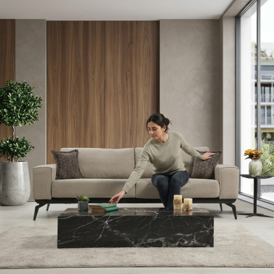 Dreisitzer Stoffsofa Polstersofa Beige Sofa Modern Stoff 3 Sitz Couch