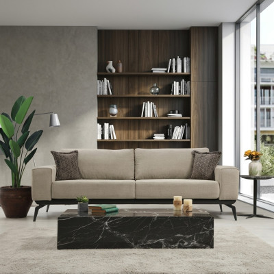 Dreisitzer Stoffsofa Polstersofa Beige Sofa Modern Stoff 3 Sitz Couch