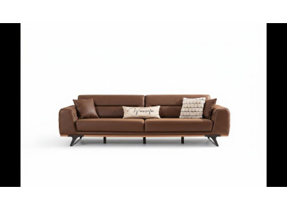 Chesterfield Viersitzer Couch Kunstleder Braun Sofa 4 Sitzer Polster