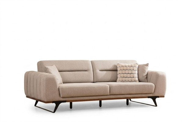 Stoffsofa Dreisitzer Beige Sofa 3 Sitzer Polstersofa Couch Design