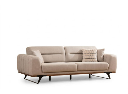 Stoffsofa Dreisitzer Beige Sofa 3 Sitzer Polstersofa Couch Design