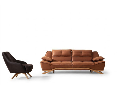Couchgarnitur Dreisitzer Sessel Stoffsofa Polstersofa 2tlg Sofa Braun