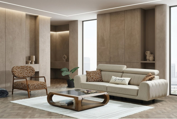 Sofagarnitur Stoffsofa Polstersofa Dreisitzer Sessel Beige Sofa 2tlg