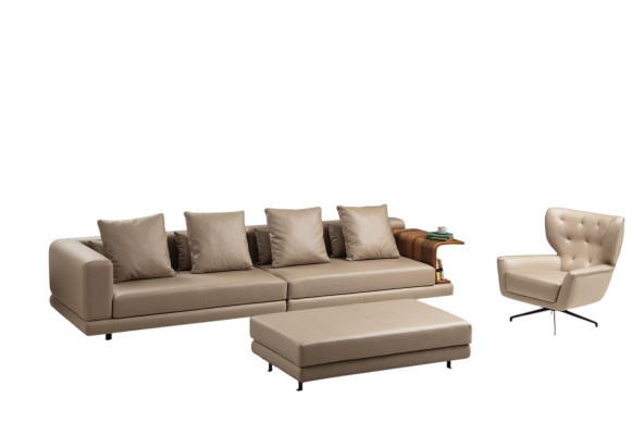 Sofagarnitur Polstersofa Viersitzer Sessel Beige Sofa 2tlg Kunstleder